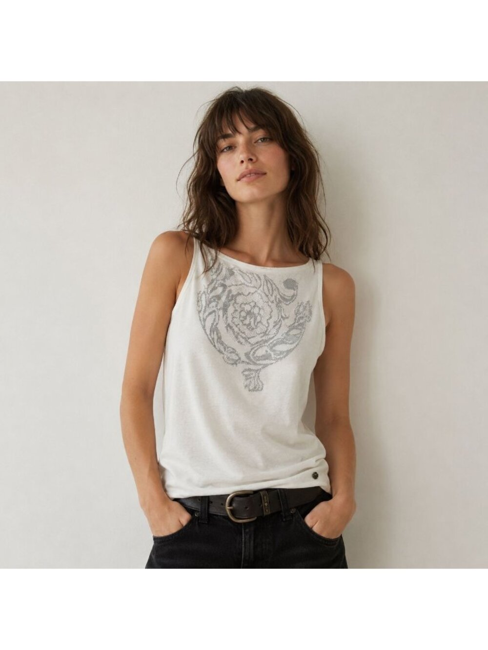 NWT $1154 Versace Ganni Barque Motif Knit Tank Top White Size 4